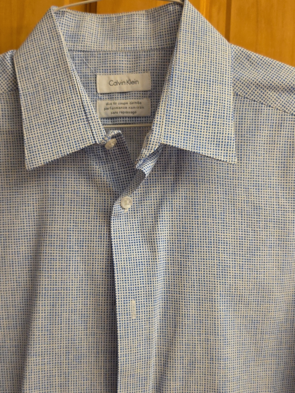 Calvin Klein Men’s Light Blue Micro-Grid Dress Shirt